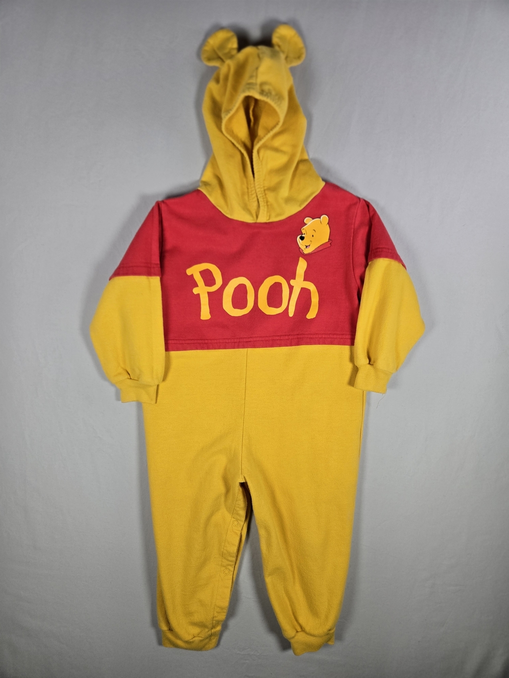 Vintage Winnie The Pooh Hooded Jumpsuit Onesie 4T Made In HK 90s DisneyKid Cozy